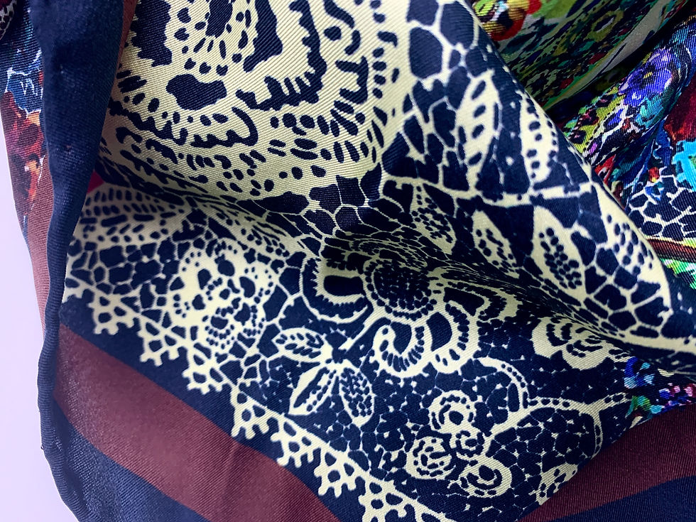 Thumbnail: ‘Síoda’ - (Silk) - Navy Blue, Tan & Multi Coloured