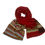 Thumbnail: ‘Rubí’- Red & Wine with multi-coloured patterned border