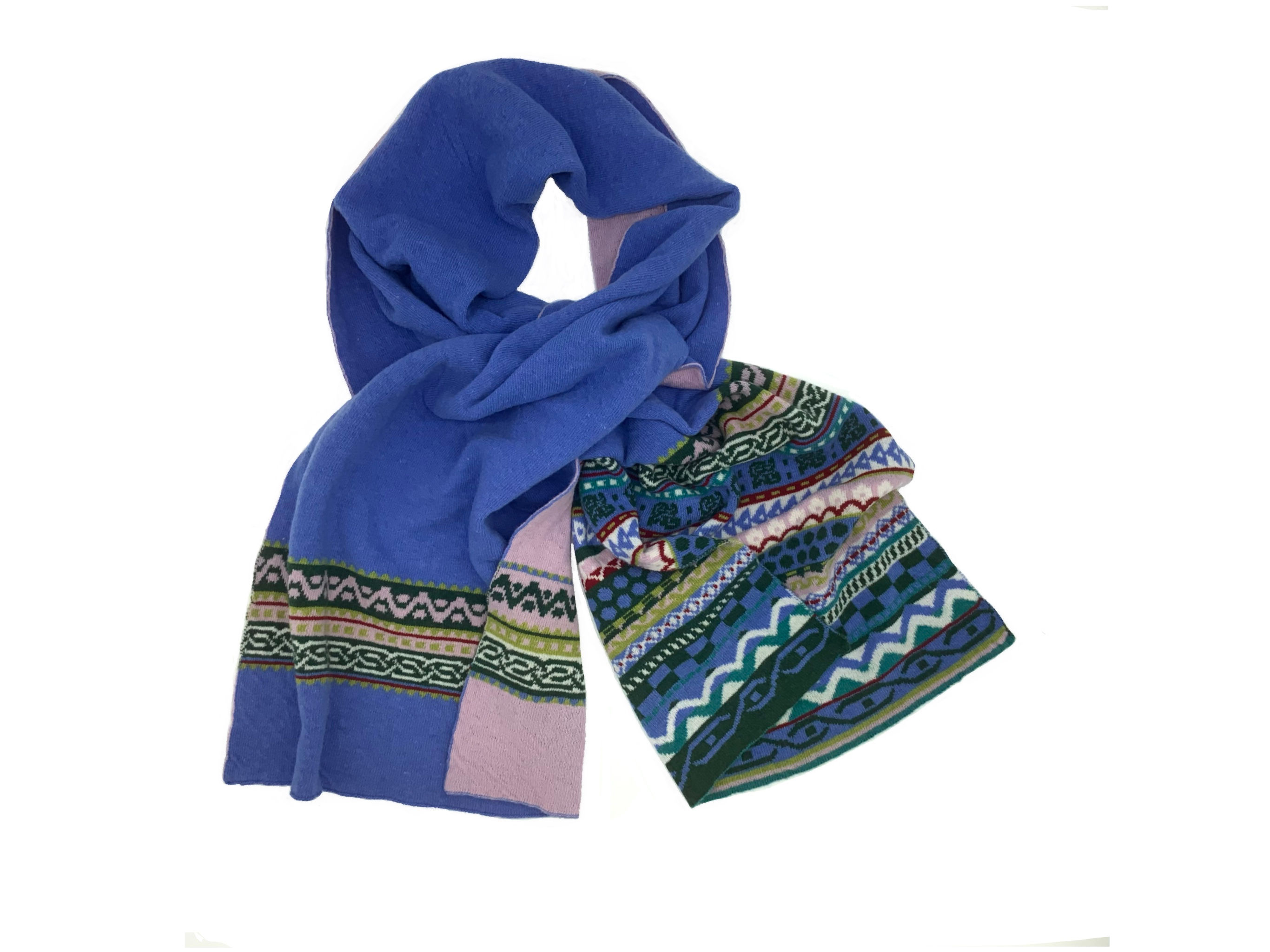 ‘Noa’ - Cobalt Blue & Rose Pink with multi-coloured patterned border