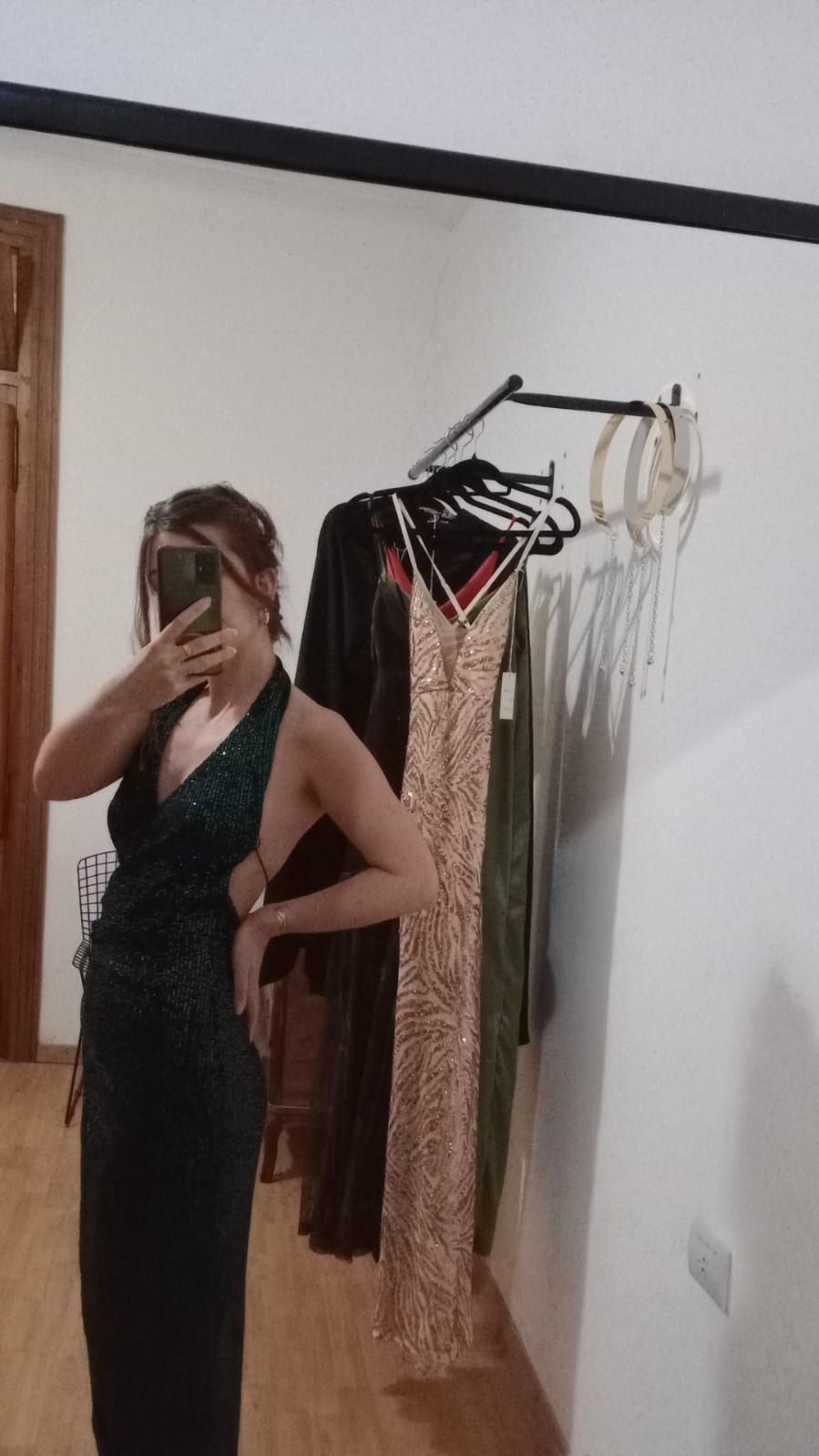 Vestido India Negro con verde (S)