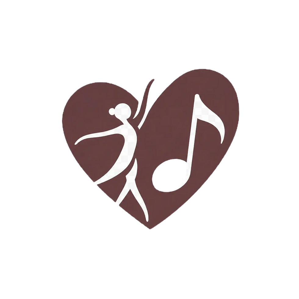 Heart icon with dancer and music note