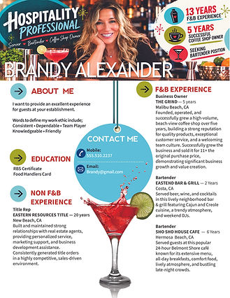 cheryl charming miss charming bartender custom resumes