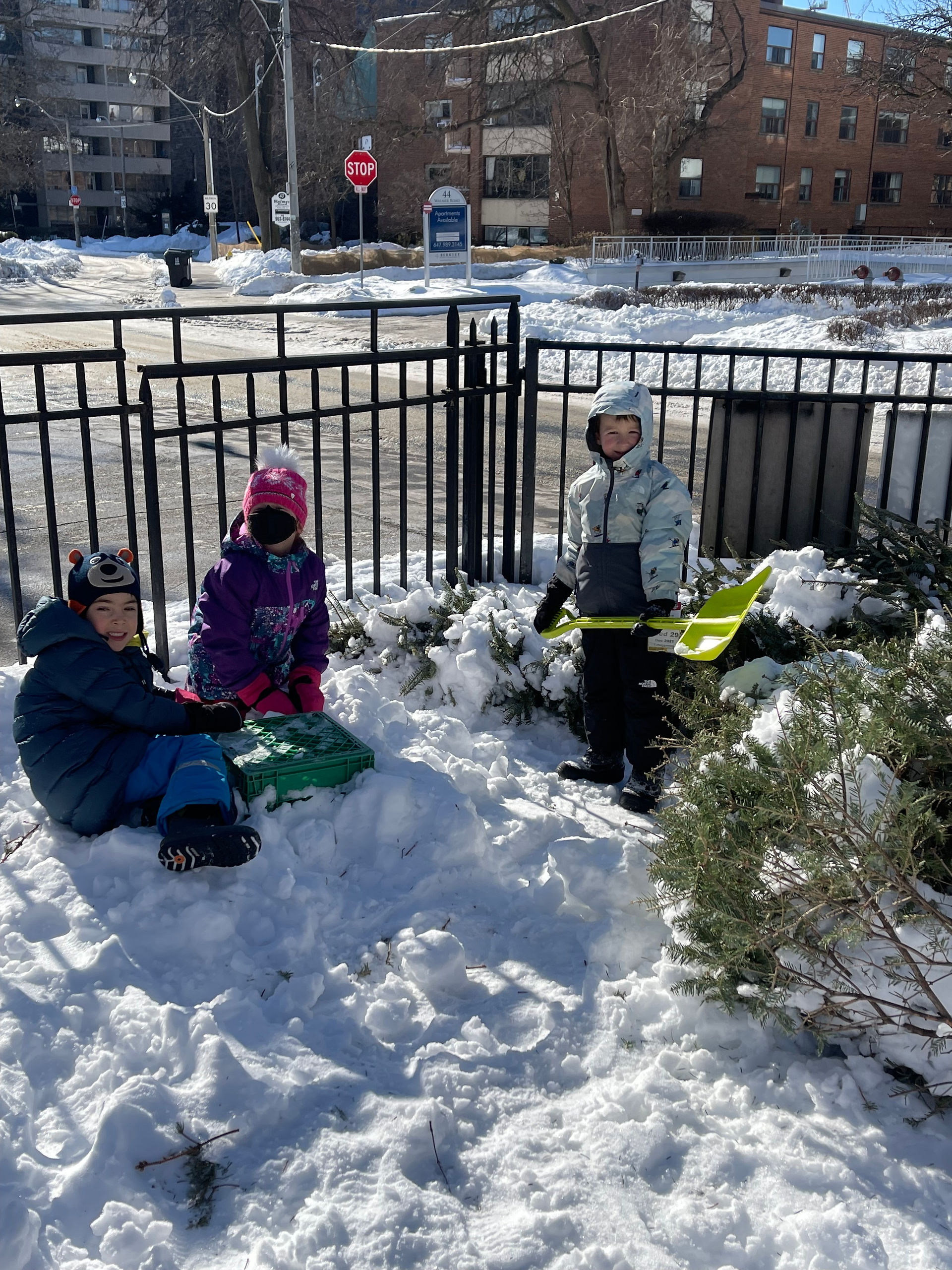 children playing in snow
