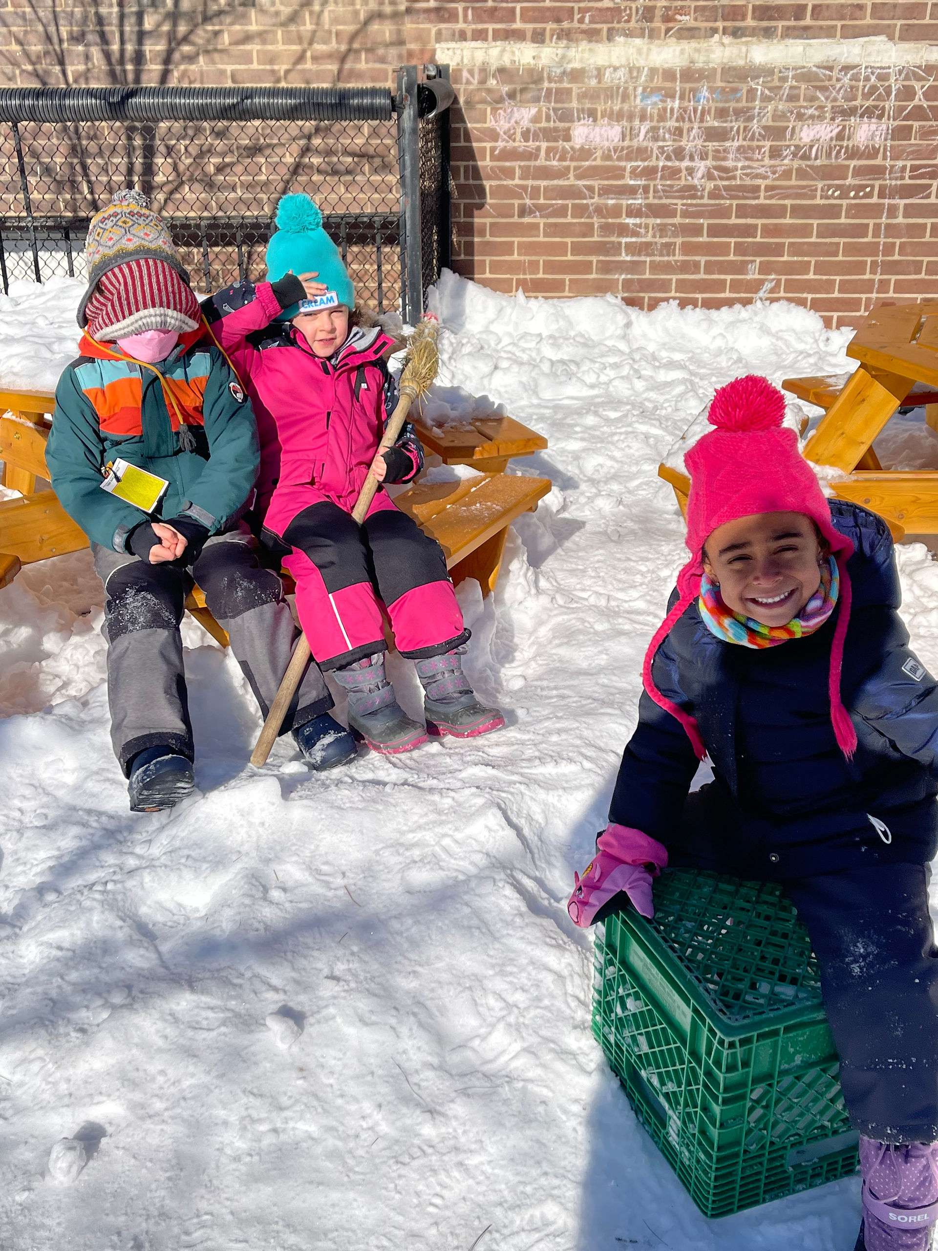 children playing in snow