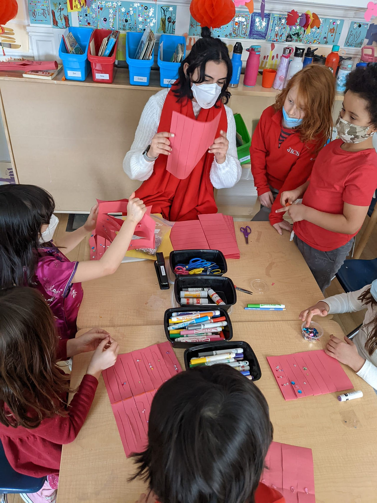 children making lanterns
