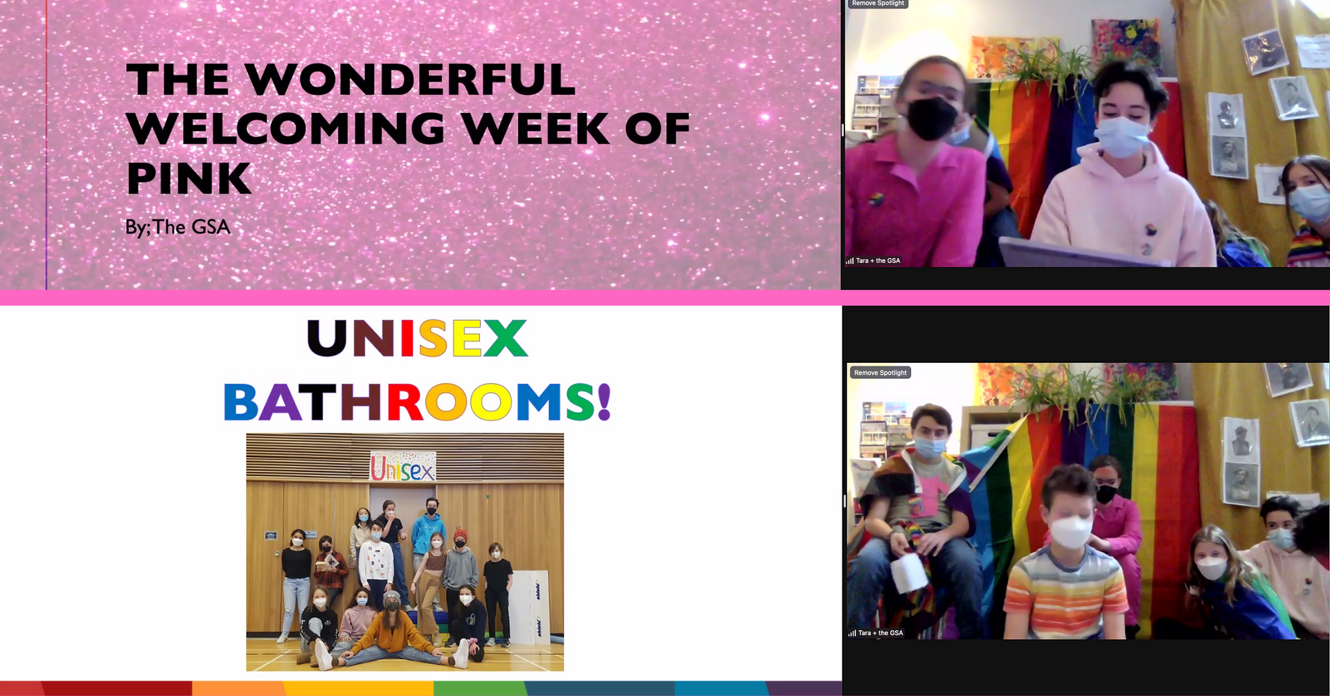 screenshot of a zoom assembly for international day of pink
