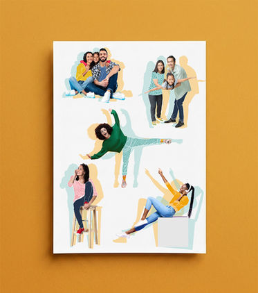 Planche de silhouettes illustrées représentant les loisirs, la culture et le sport chez les jeunes