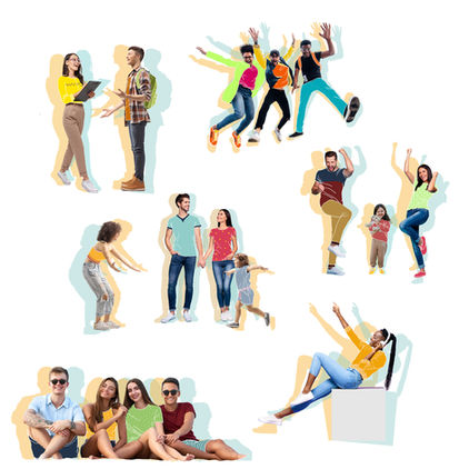 Portraits de jeunes détourés et stylisés pour les supports de communication de la collectivité