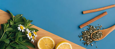 Mint, lemon, chamomile, tea, and cinnamon