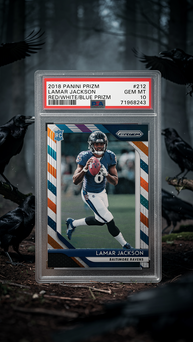 2018 PANINI PRIZM LAMAR JACKSON RED/WHITE/BLUE PSA10