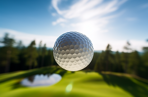 closeup golf ball mid-air