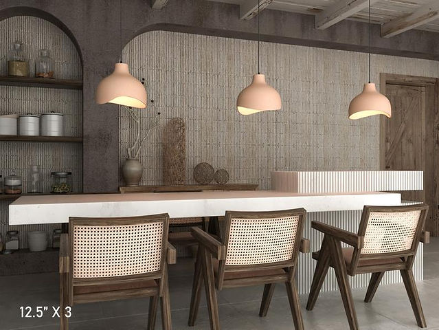 Bottleneck Infinity wabi sabi Pendant lights over kitchen island