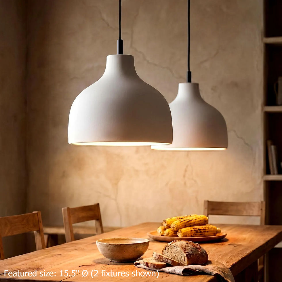 Thumbnail: Set of 2 Bottleneck ceramic pendant lights natural finish dining table kitchen rustic Naaya Studio