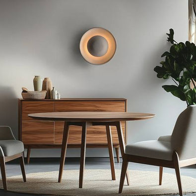 Naaya wall lamp 'obscura' displayed on the wall with beautiful obscured light and ambient effect 