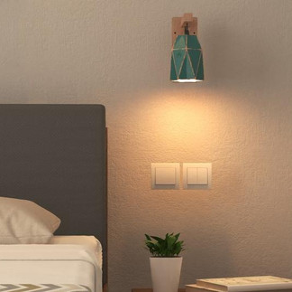 Naaya Star wall light with wooden bracket for bedside lighting
