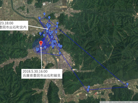 GPS情報 J0097♂ 2018.5.23.18:00~2018.5.30.16:00