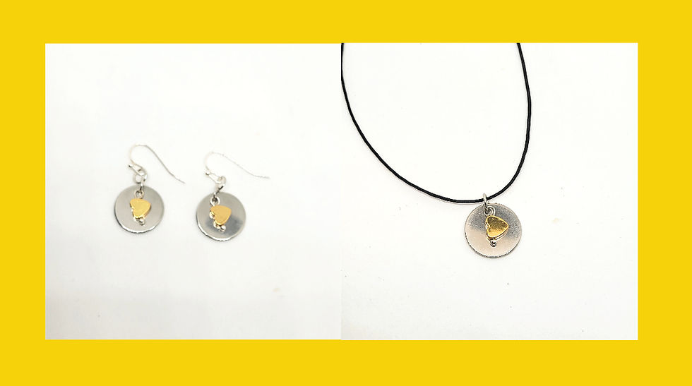 Golden Heartbeat: Two-Tone Heart & Disc Jewelry Set