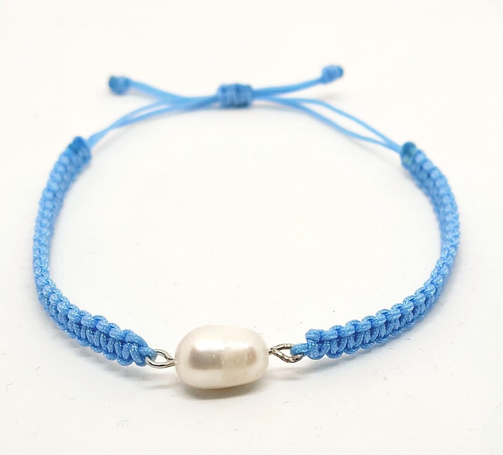 Pearl Serenity: Freshwater Pearl and Blue Cord Bracelet