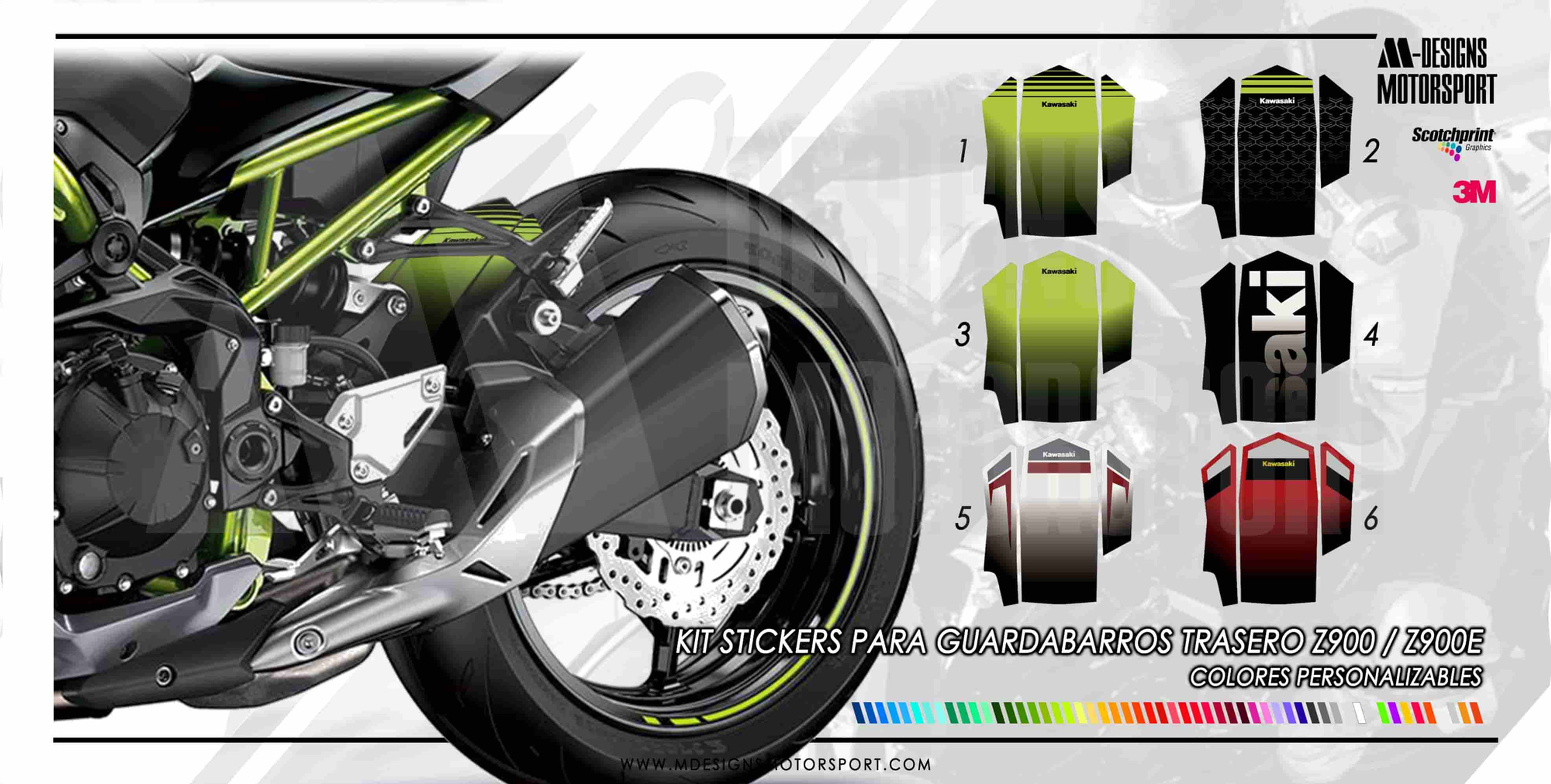 kawasaki z900 adesivi vinyl collant autocollant sticker decal set graphic rear mudguard parafango posteriore garde boue