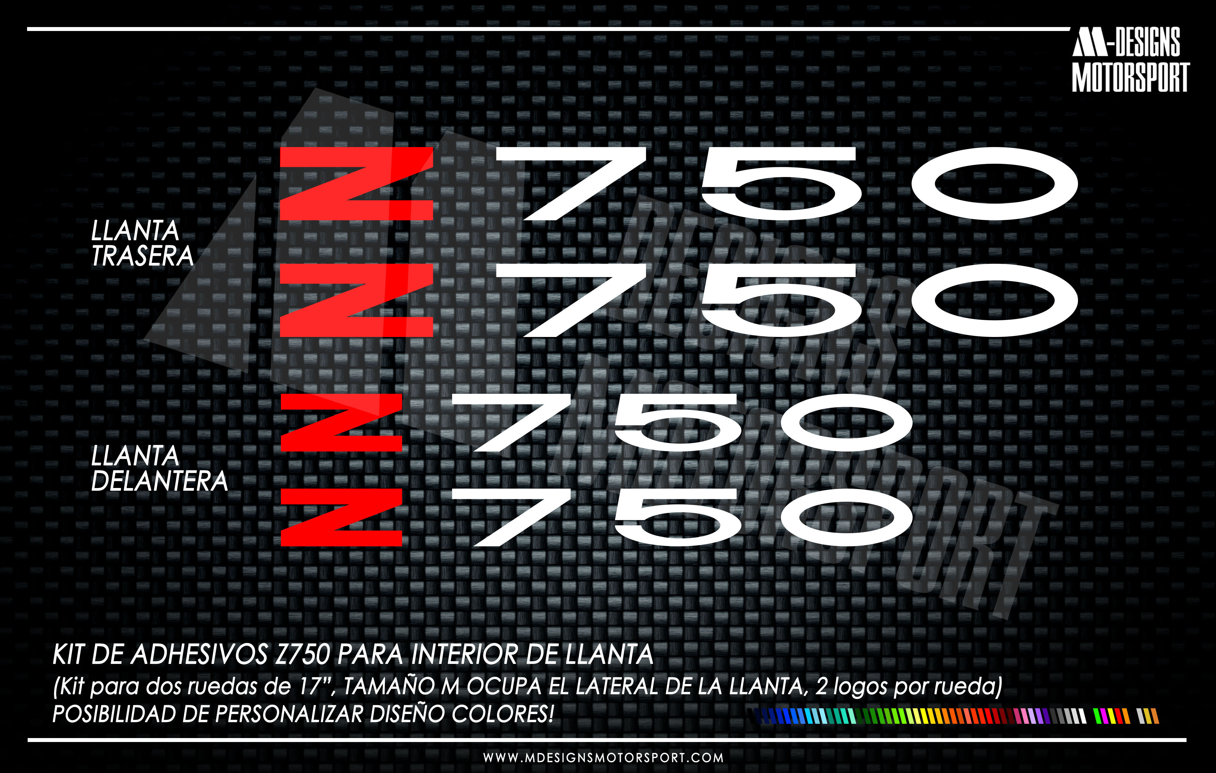 Z750 adhesivos interior de llanta kawasaki