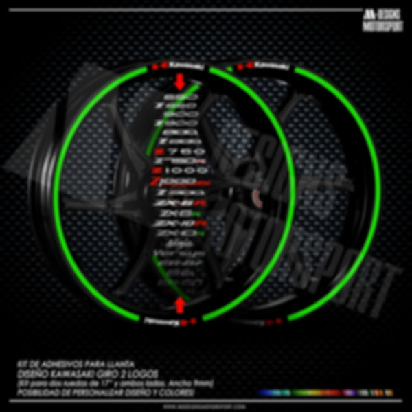 GIRO 2 LOGOS adhesivos perfil llantas / golden yellow / logos k kawasaki