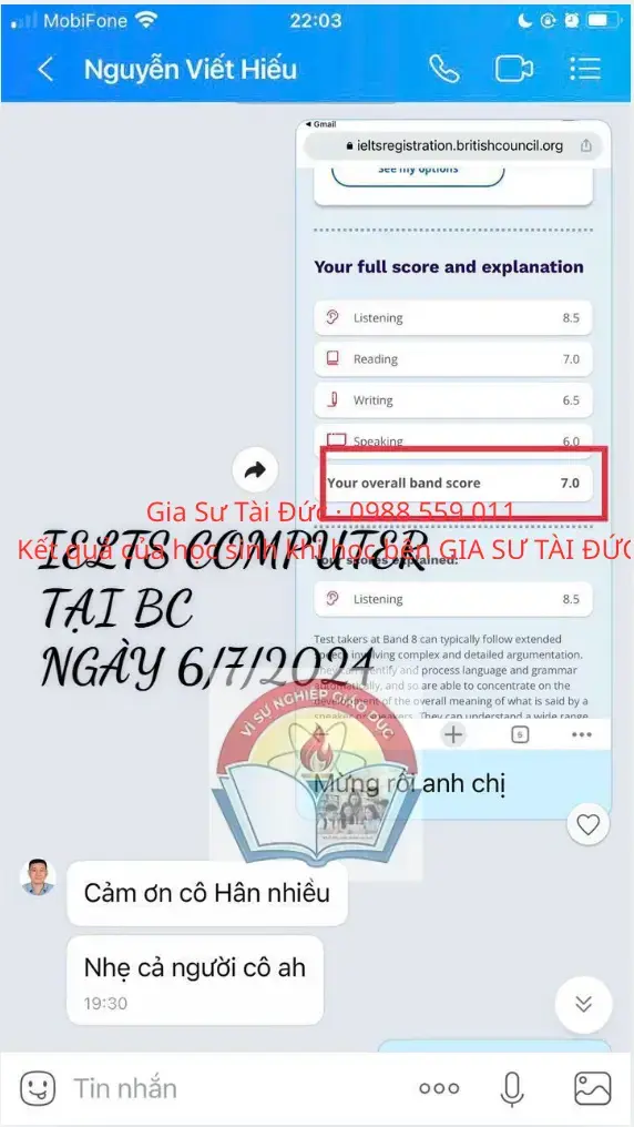 gia sư tài đức dạy ielts cấp tốc cho học sinh du học được 7.0