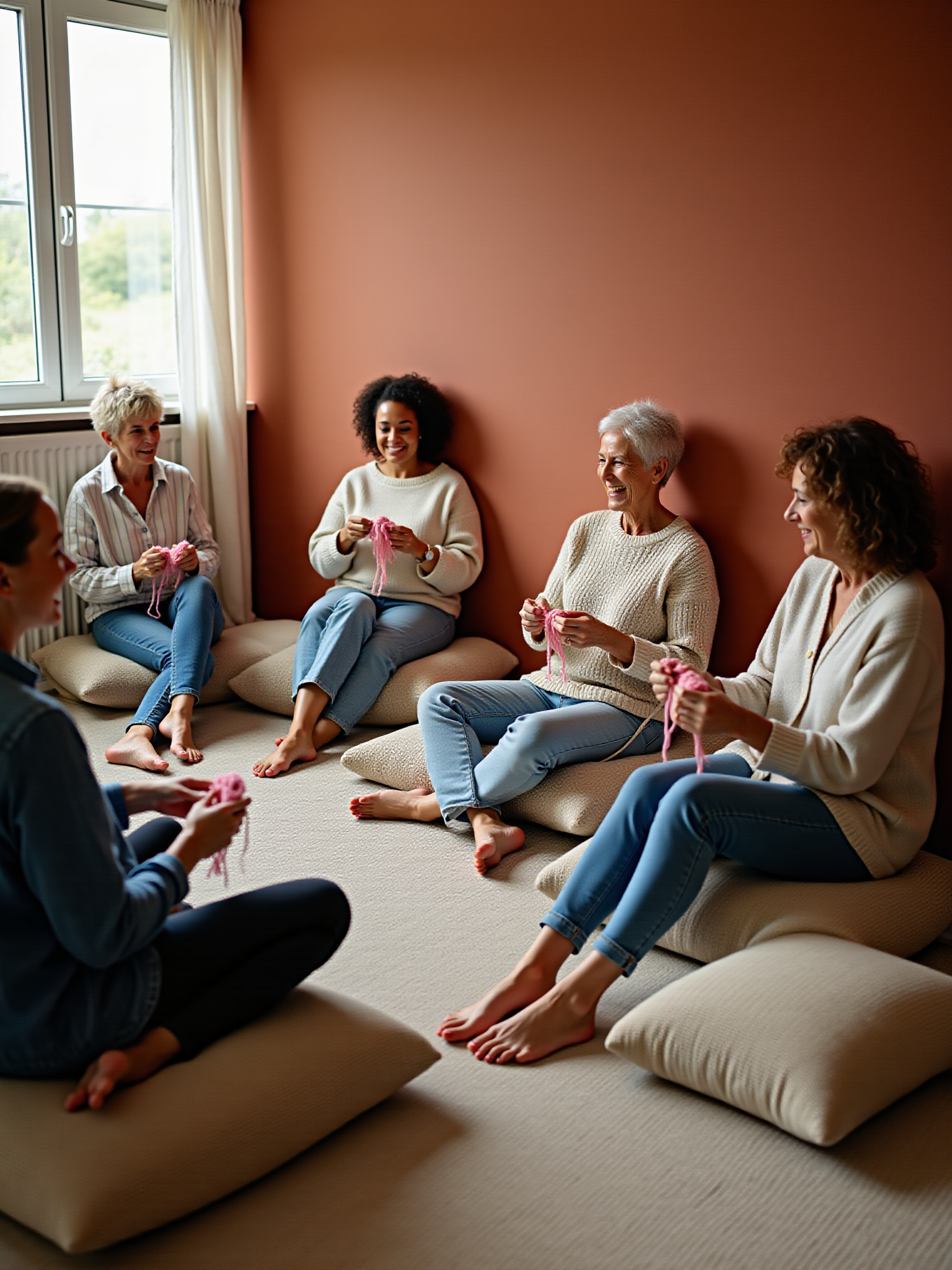 Group of women knitting