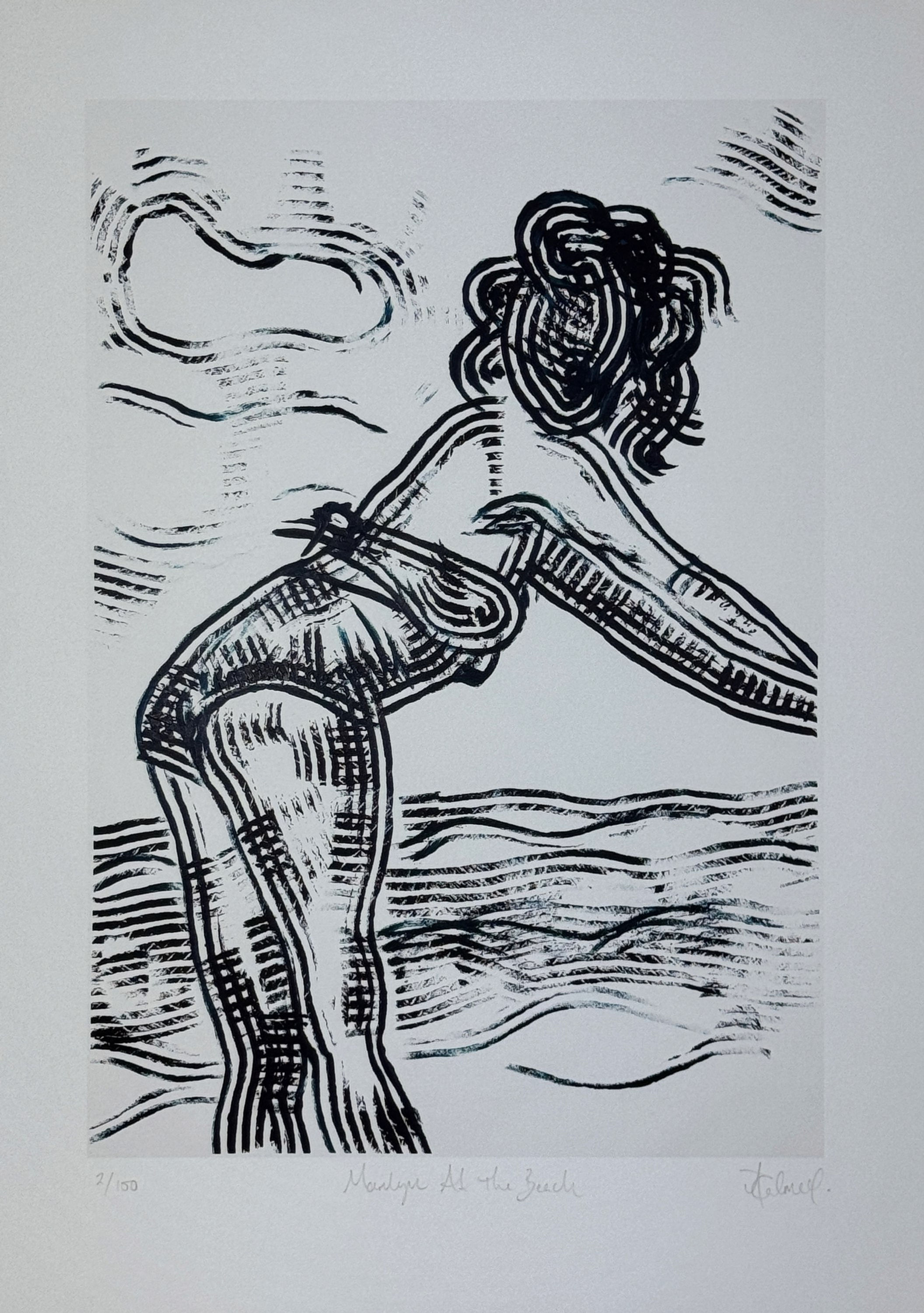 Marilyn At The Beach - Signed Print