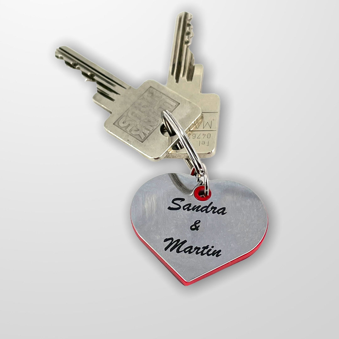 Herz Schlüsselanhänger mit Kalender und Namen