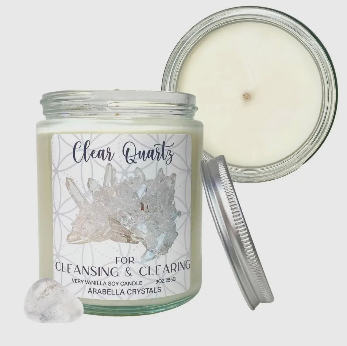 Clear Quartz Crystal candle
