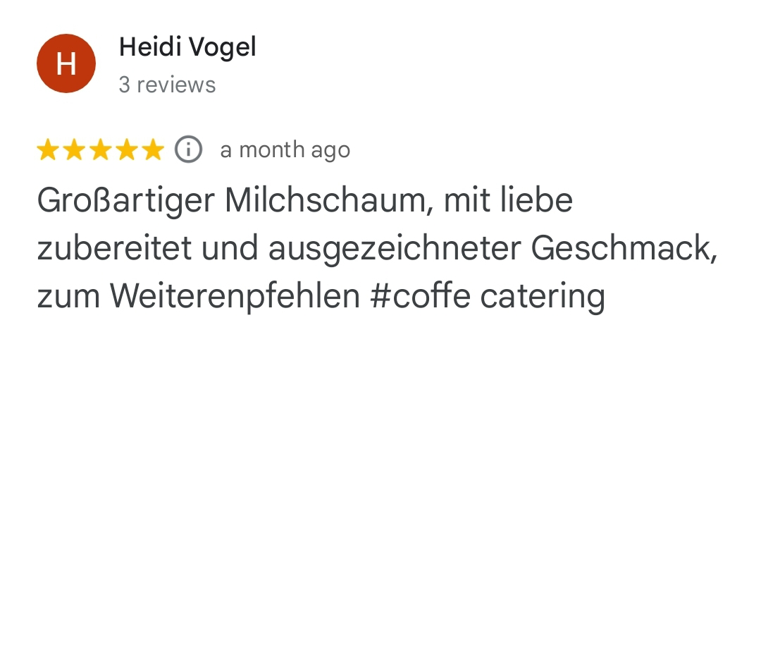 Großartiger Milchschaum, mit liebe zubereitet und ausgezeichneter Geschmack, zum Weiterenpfehlen #coffe catering