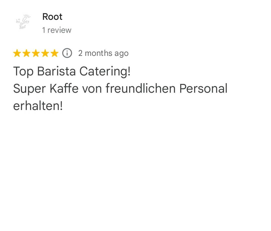 Top Barista Catering!
Super Kaffe von freundlichen Personal erhalten!