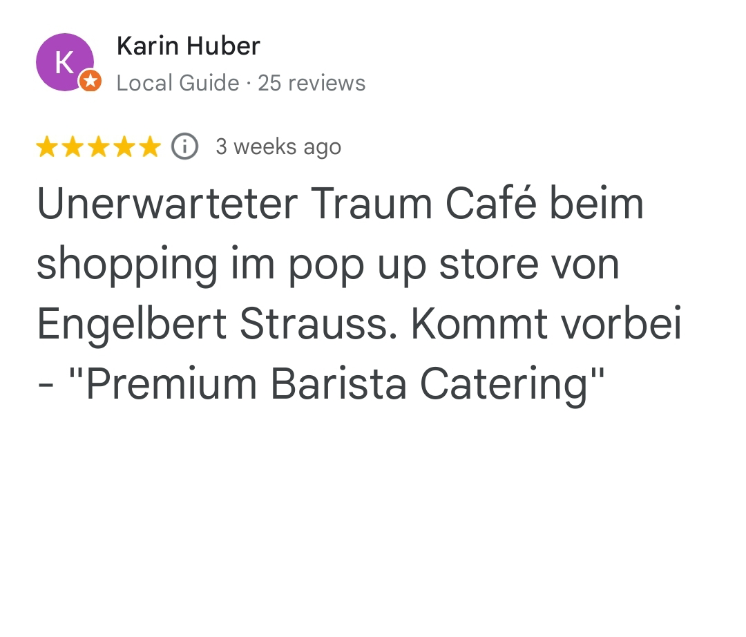 Unerwarteter Traum Café beim shopping im pop up store von Engelbert Strauss. Kommt vorbei - "Premium Barista Catering"