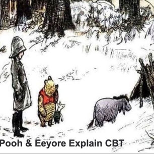 A picture of Christopher Robin, Whinnie the Pooh, Piglet and Eyeore stood in the hundred acre wood