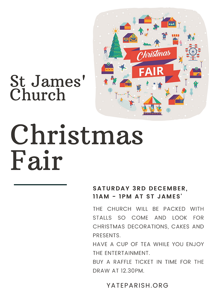 St James' Christmas Fair Sat 3rd Dec, 11am 2pm