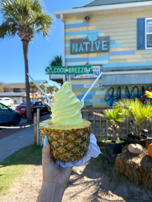 a pineapple dole whip in a pineapple
