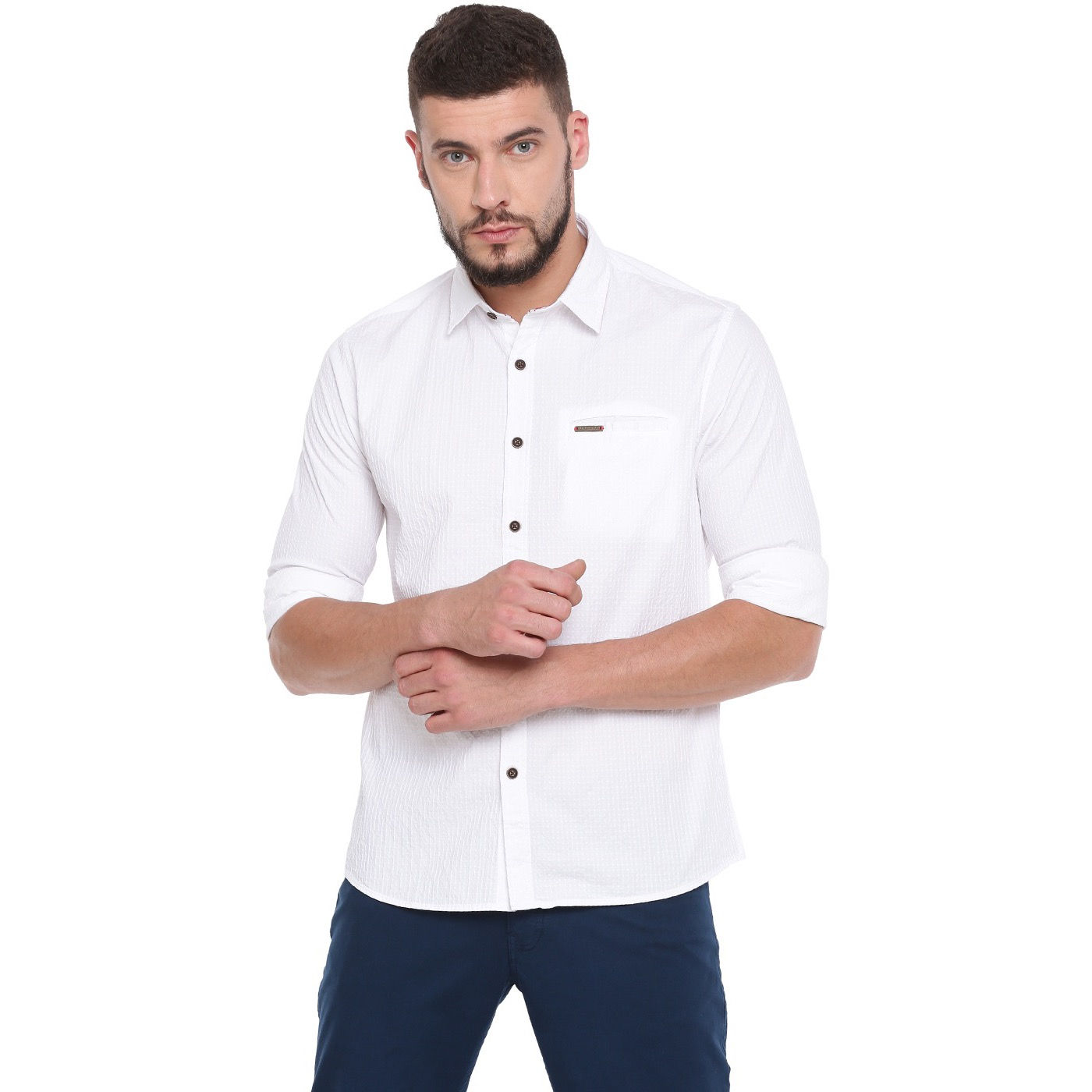 UNITED CLUB™ Men's White Plain Cotton Shirt