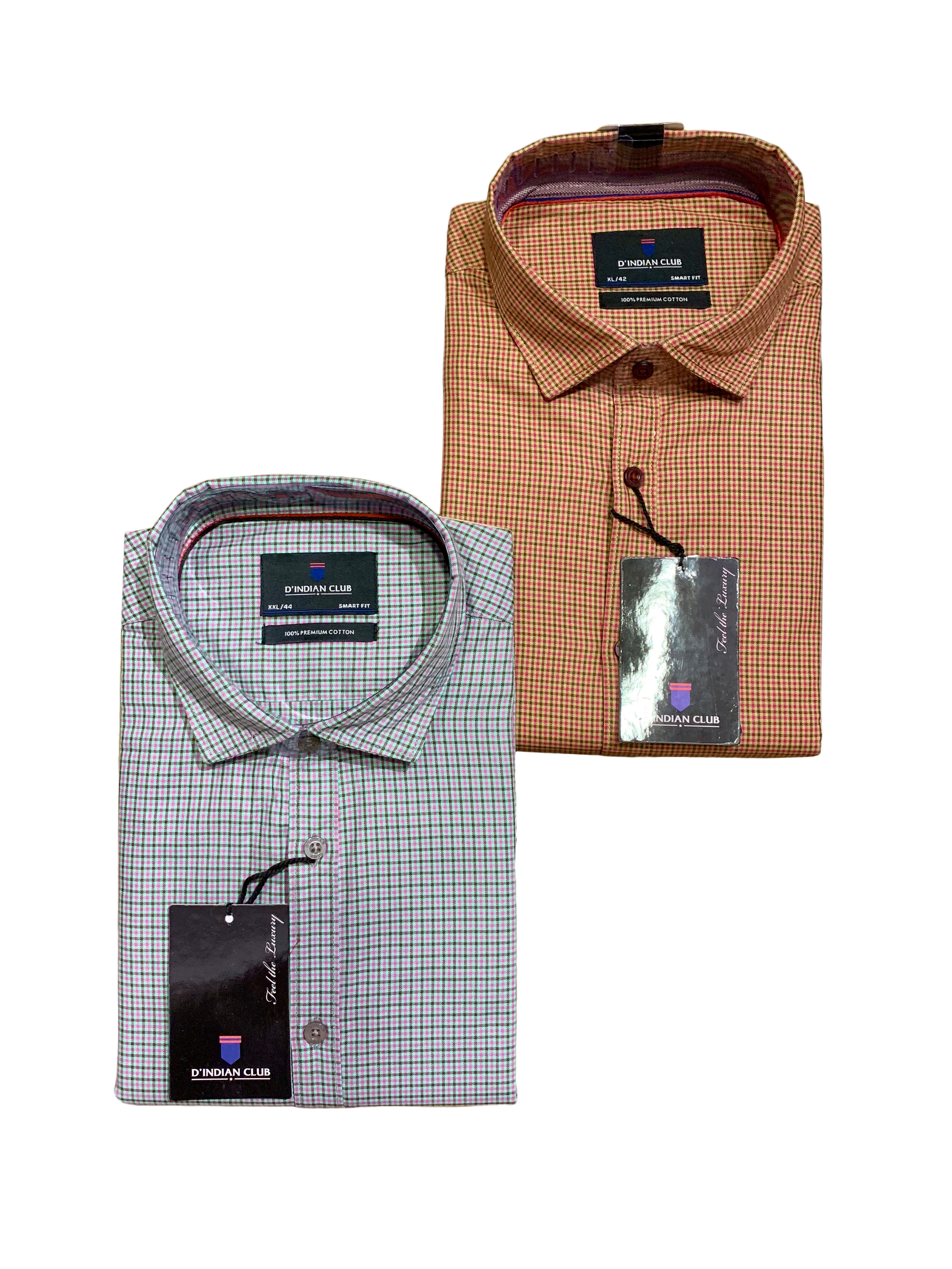 D’INDIAN CLUB Men’s Checkered Blue Printed Cotton Causal Shirt