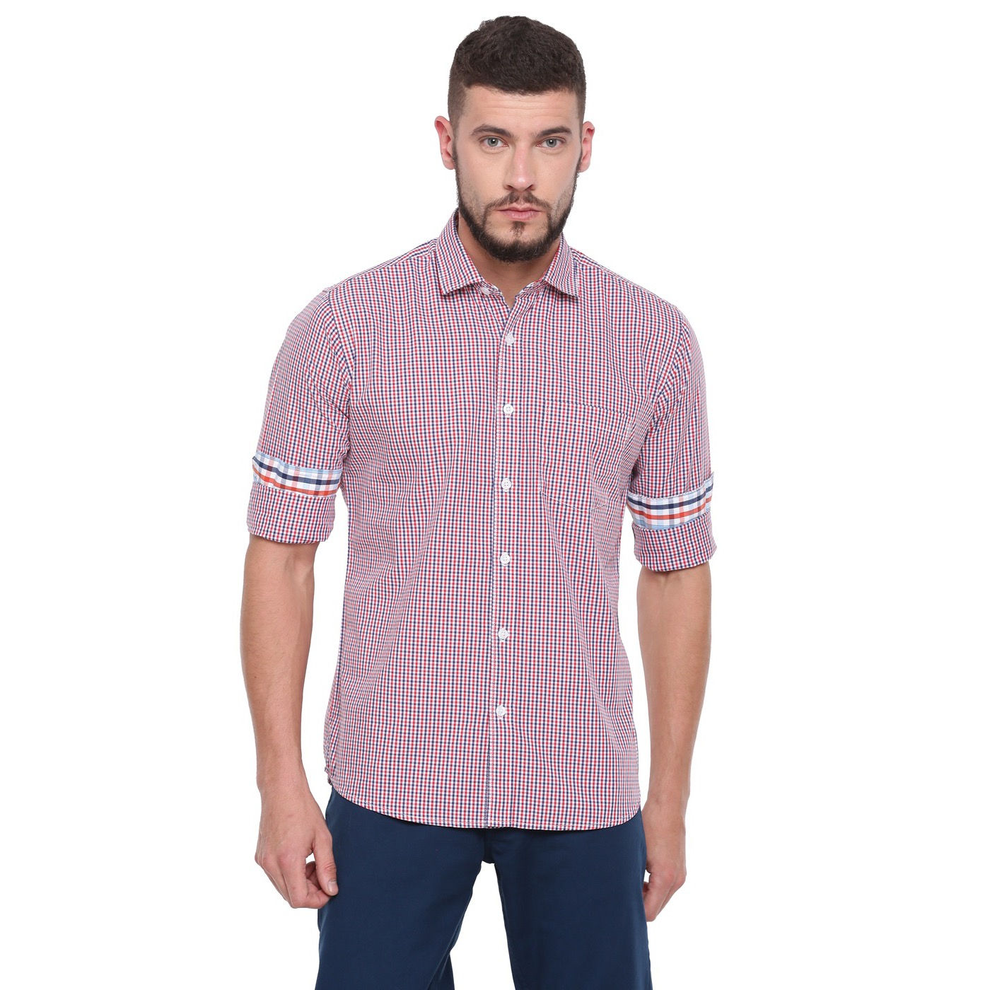 UNITED CLUB™ Men's Pink Checkered Cotton Causal Shirt