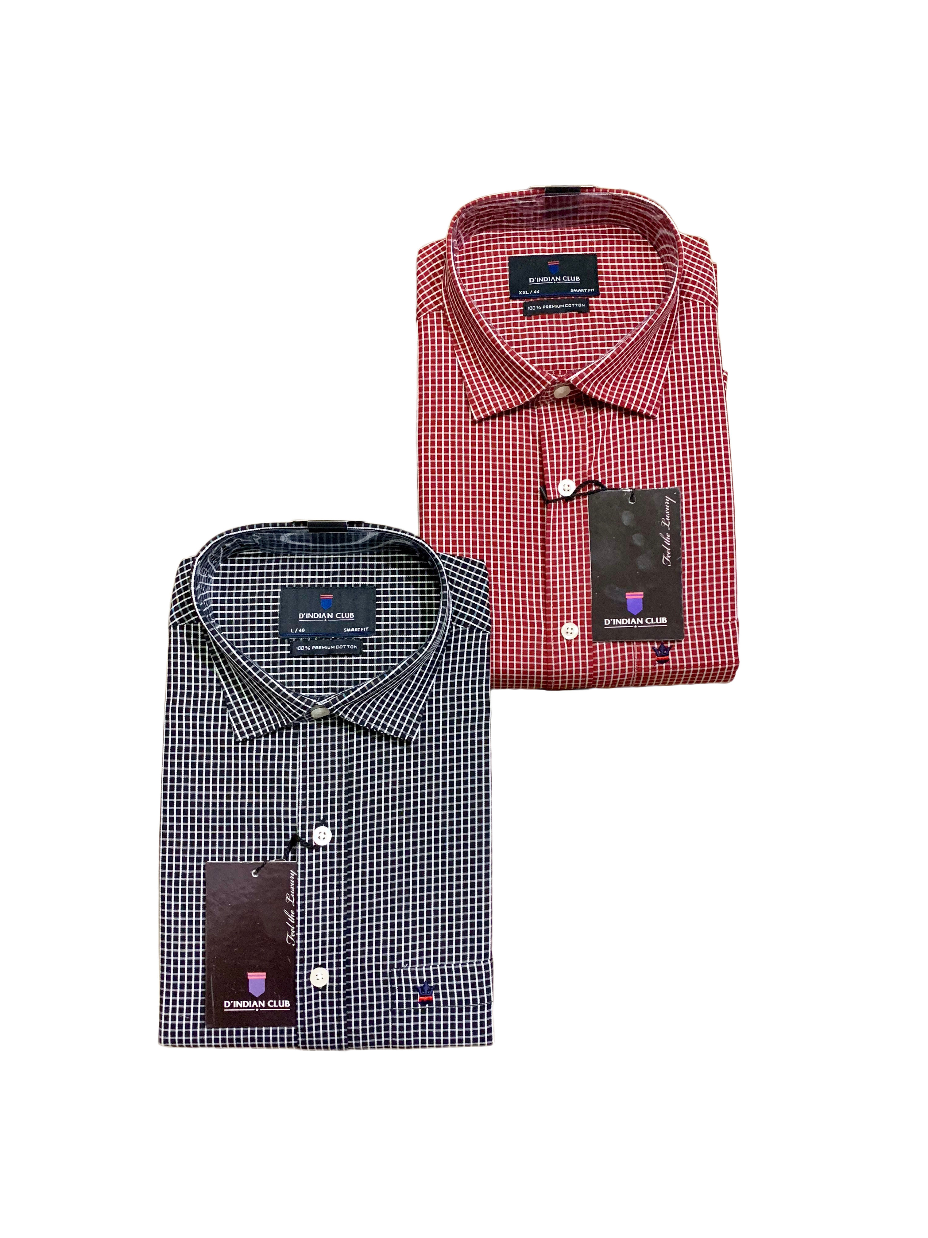 D’INDIAN CLUB Men’s Checkered Cotton Causal Shirts