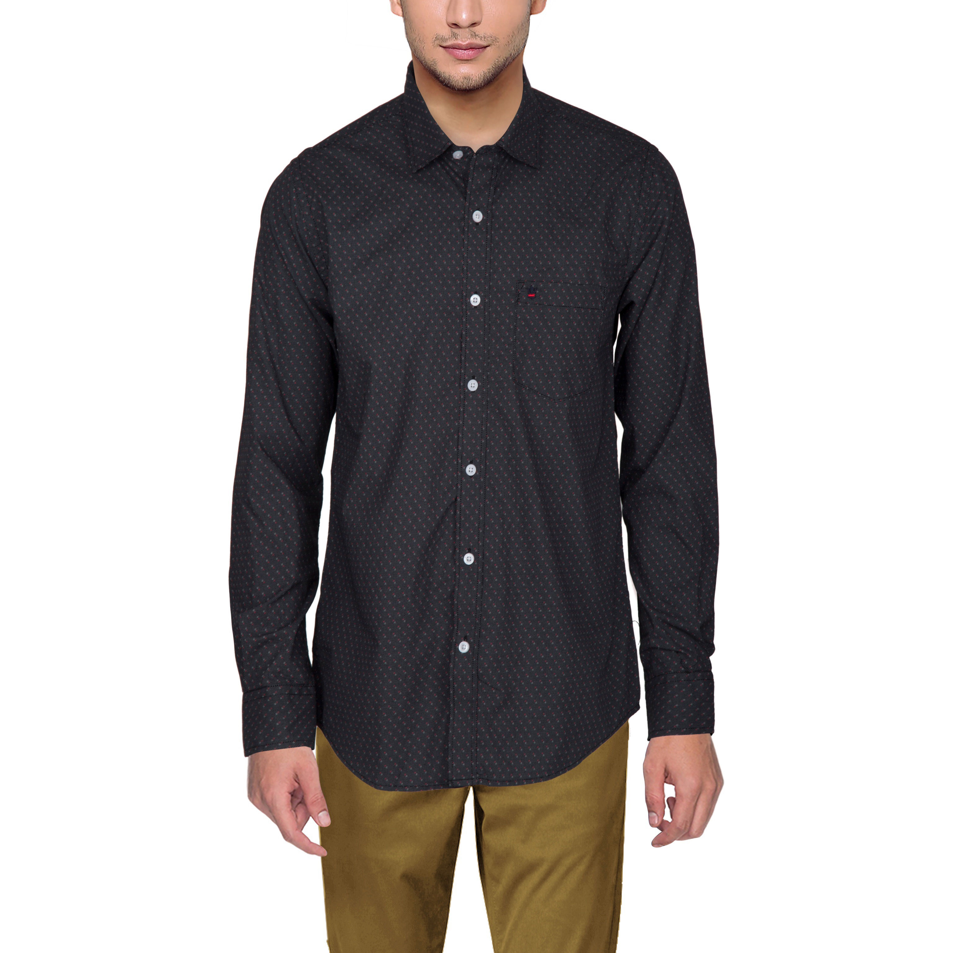 D’INDIAN CLUB Men’s Black Printed Cotton Causal Shirt