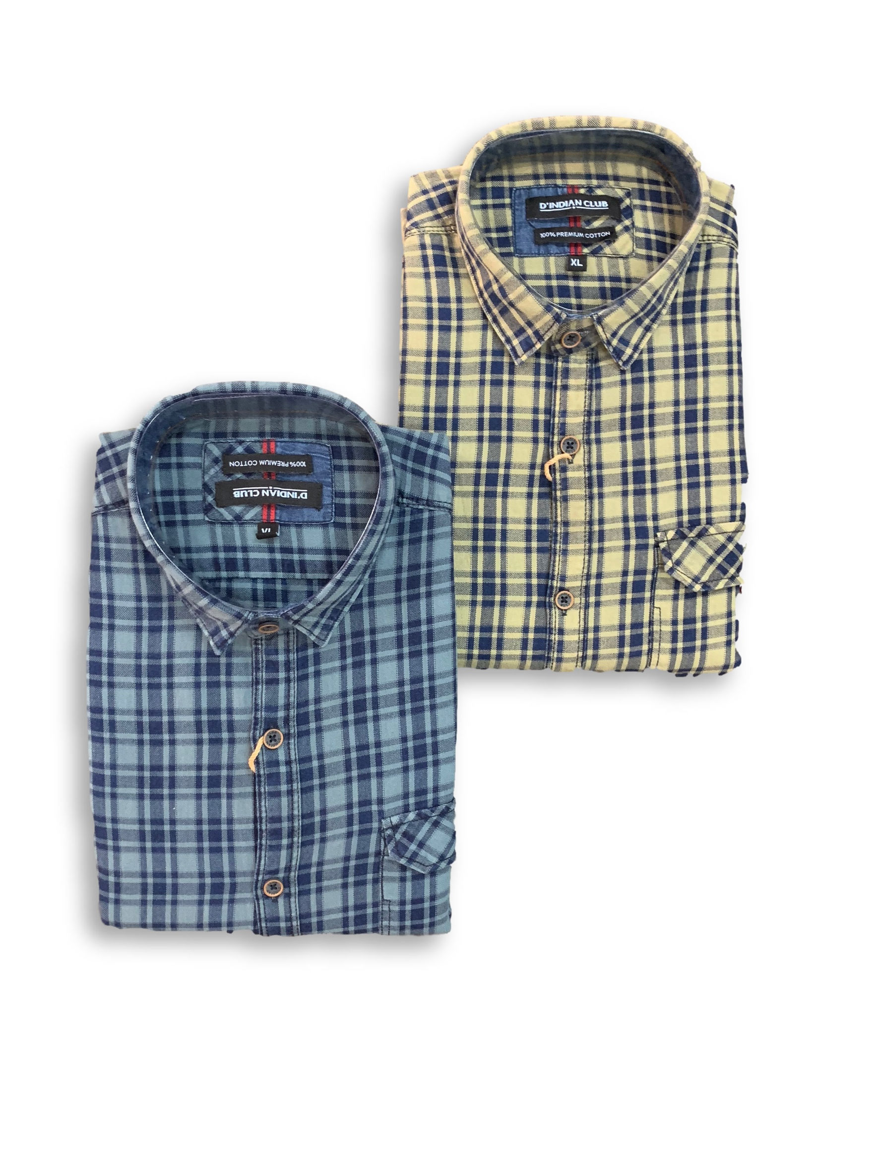 D’INDIAN CLUB Men’s Checkered Cotton Causal Shirt
