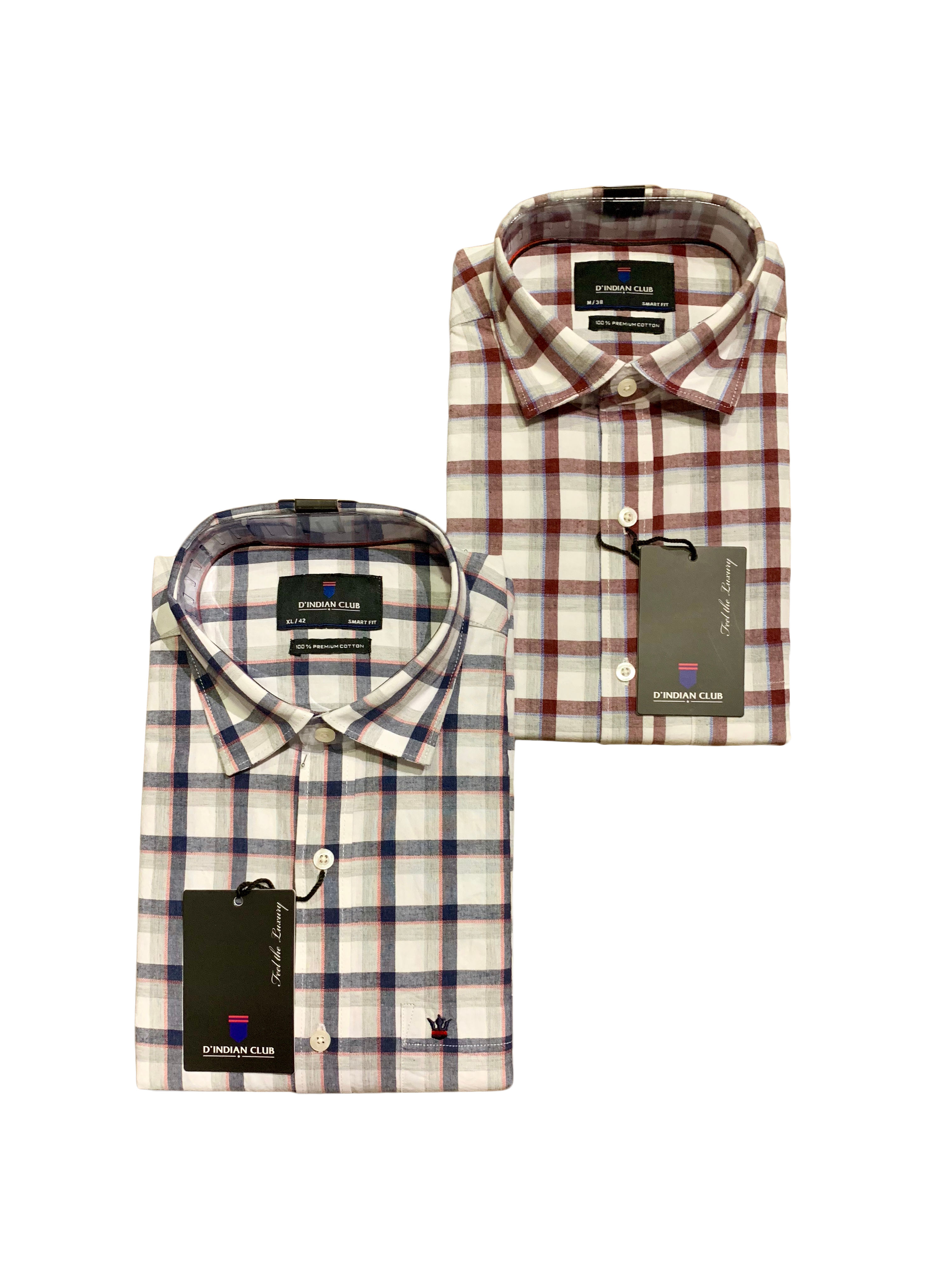 UNITED CLUB Men's Checkered Cotton Causal Shirts