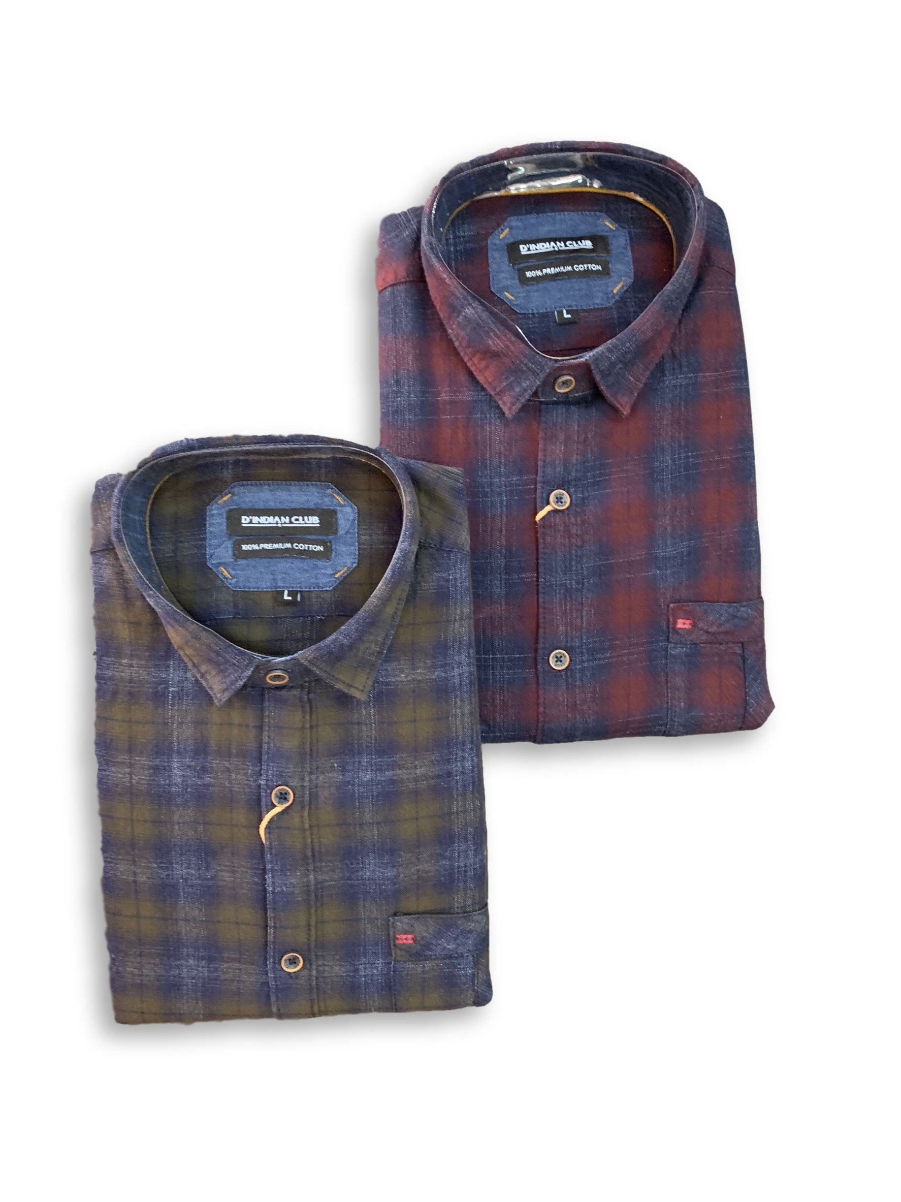 D’INDIAN CLUB Men’s Checkered Cotton Causal Shirts