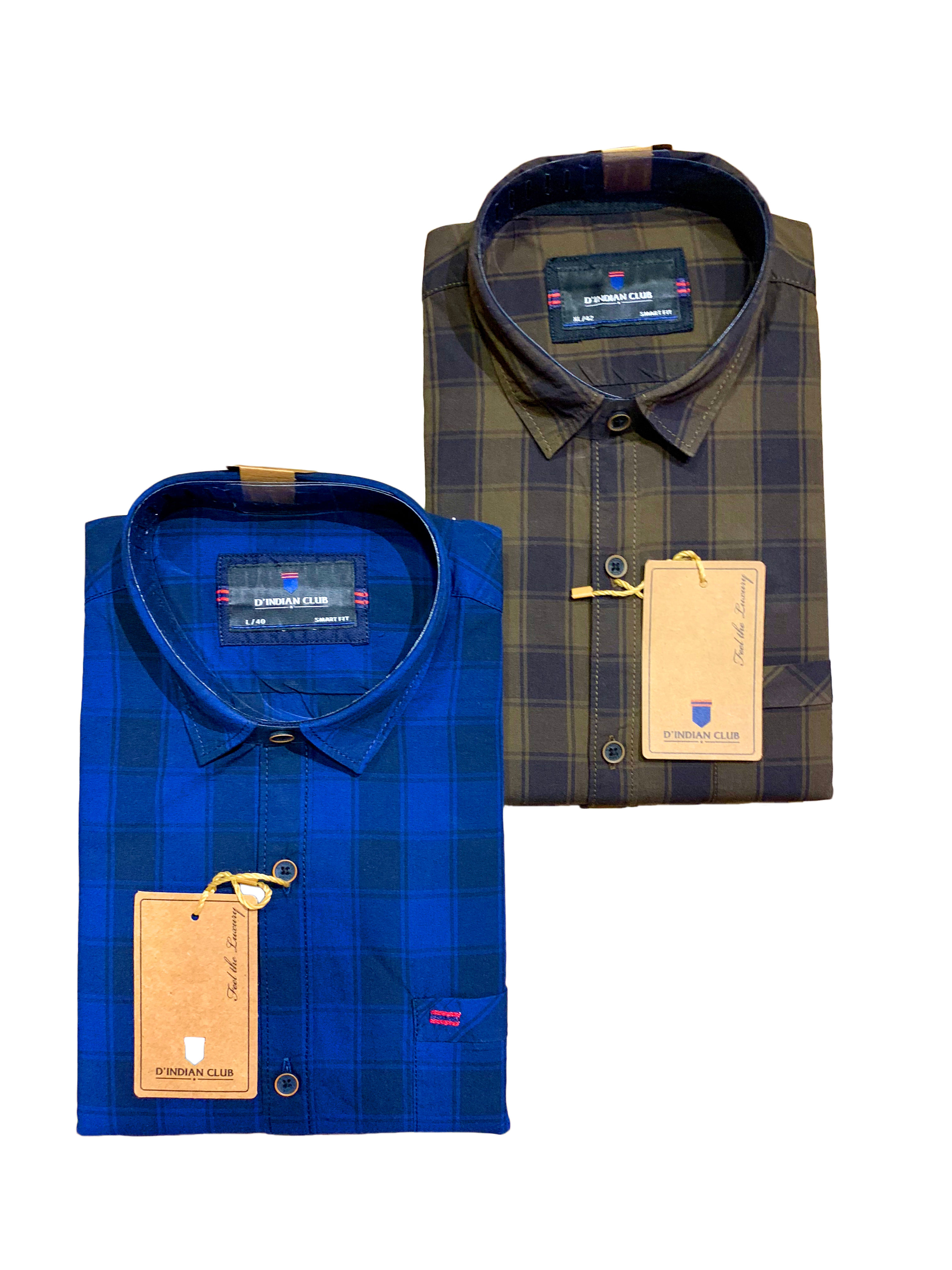 D’INDIAN CLUB Men’s Checkered Cotton Causal Shirt