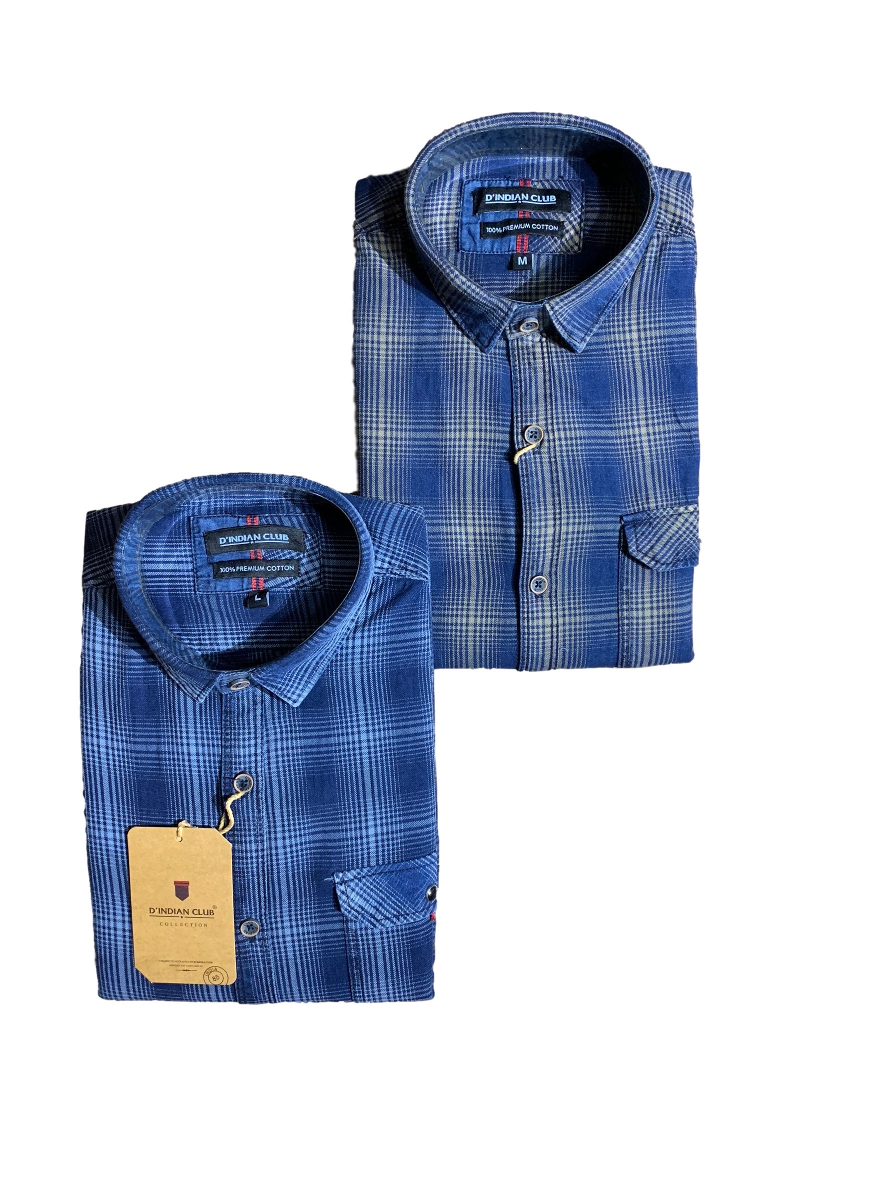 D’INDIAN CLUB Men’s Checkered Cotton Causal Shirt