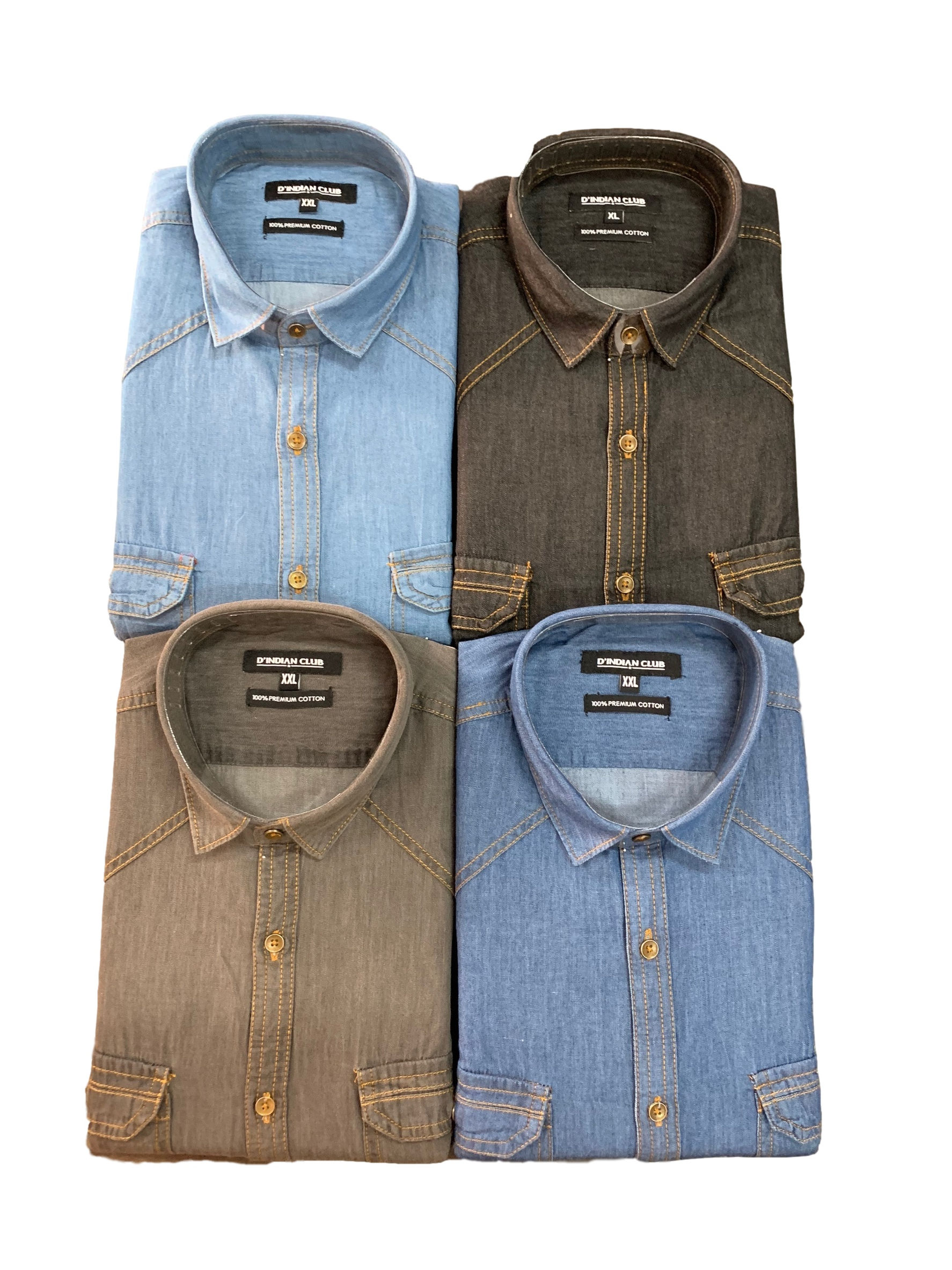 D’INDIAN CLUB Men’s Denim Causal Shirt
