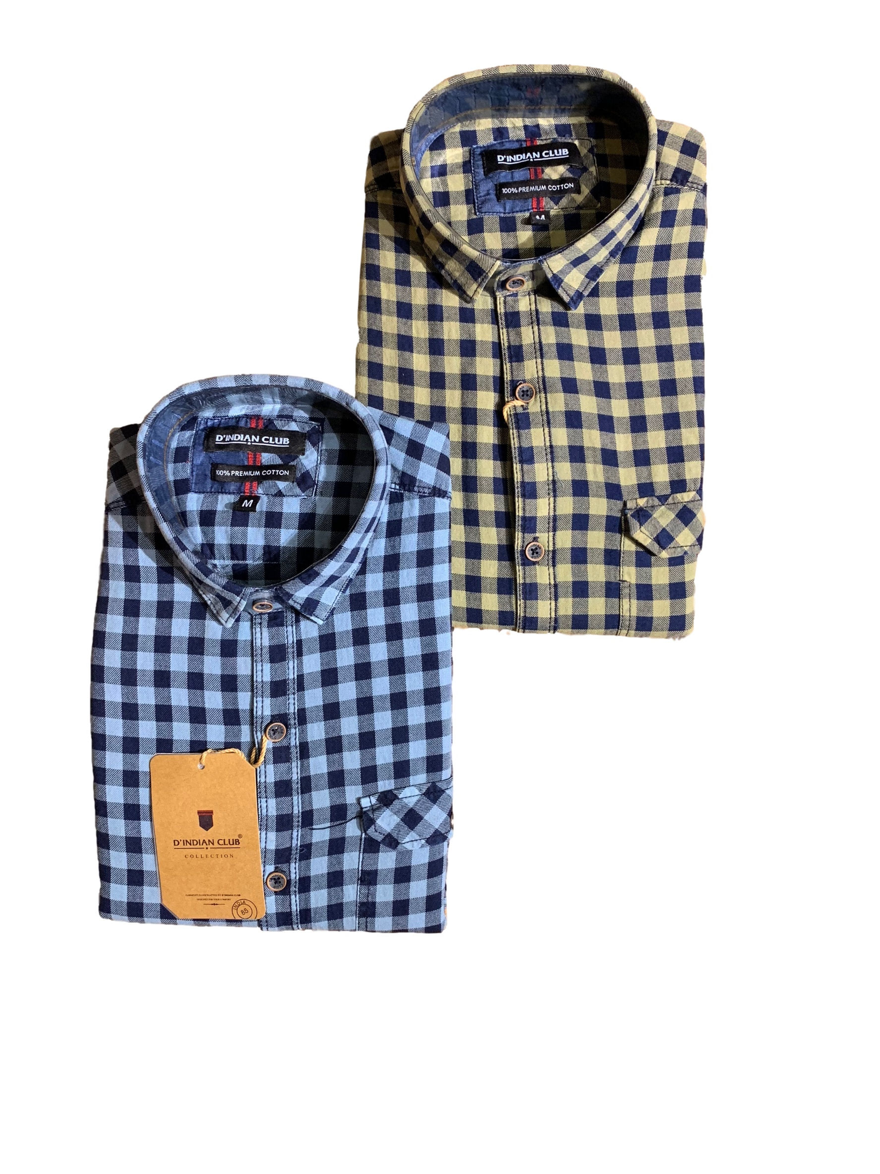 D’INDIAN CLUB Men’s Checkered Cotton Causal Shirt
