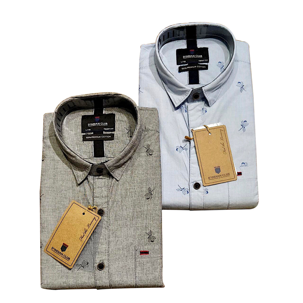 D'INDIAN CLUB Men's Printed Cotton Causal Shirt