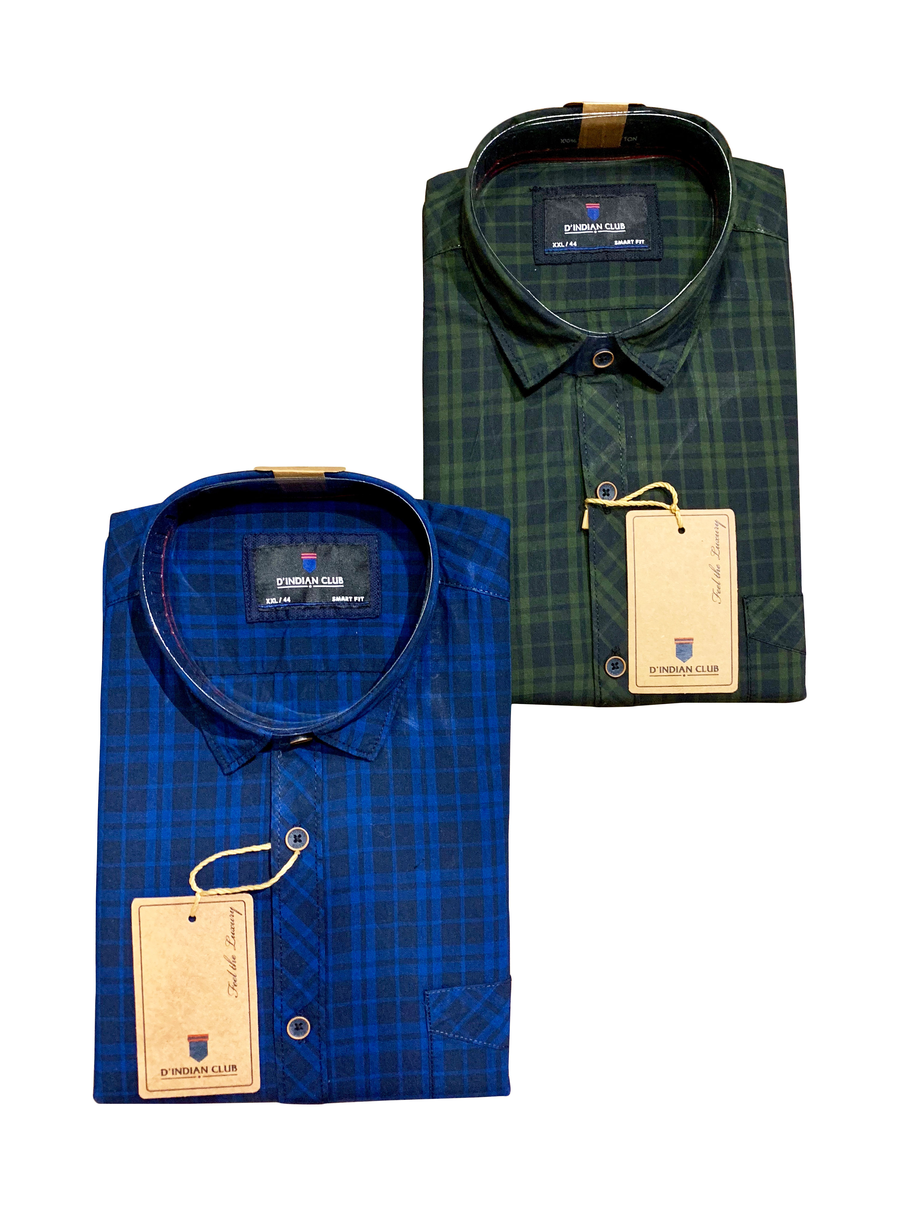 D’INDIAN CLUB Men’s Checkered Cotton Causal Shirt
